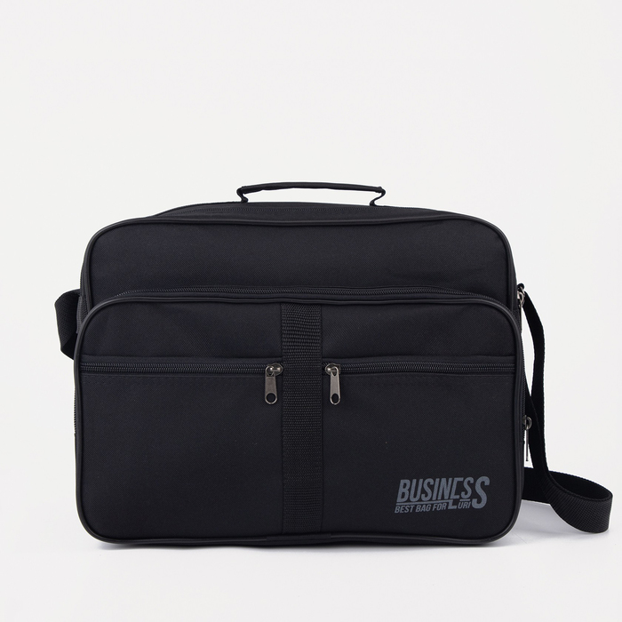 Сумка мужская на молниях Luris, длинный ремень, чёрная - Фото 1