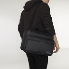 Сумка мужская на молниях Luris, длинный ремень, чёрная - Фото 4