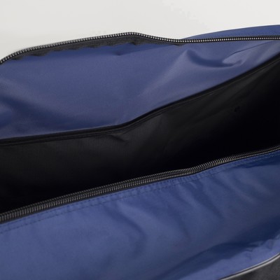 Сумка дорожная на молнии, наружный карман, чёрная, синяя