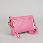 Клатч на молнии, отдел с перегородкой, наружный карман, с ручкой, длинный ремень, цвет розовый - Фото 1