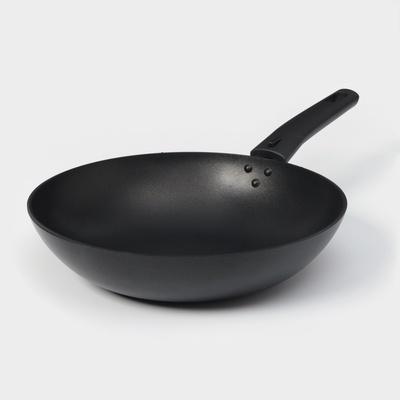 Сковорода-вок, d=26 см, съёмная ручка, антипригарное покрытие, алюминий, чёрная