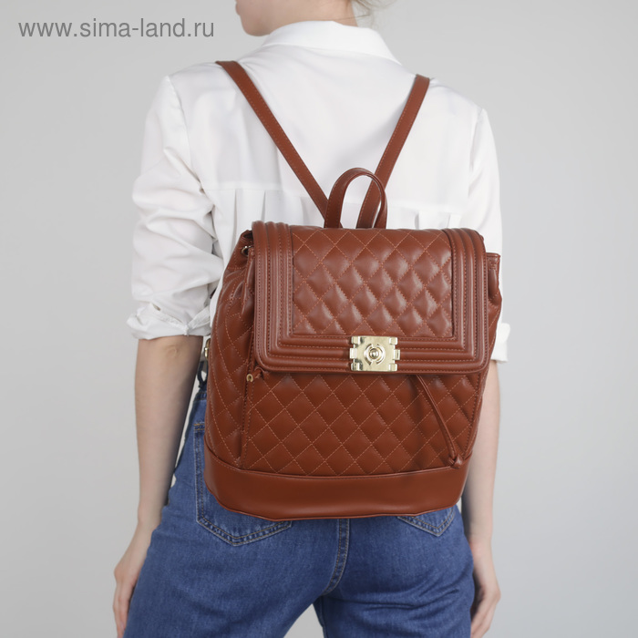 Рюкзак молодёжный на шнурке, 1 отдел, 1 наружный карман, коричневый - Фото 1