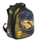 Рюкзак каркасный Luris 38*28*18 Феникс 4 3D + мешок для обуви, для мальчика "Авто желтое", черный - Фото 2
