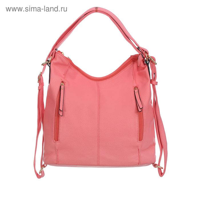Сумка-рюкзак на молнии, 1 отдел, 3 наружных кармана, розовая - Фото 1