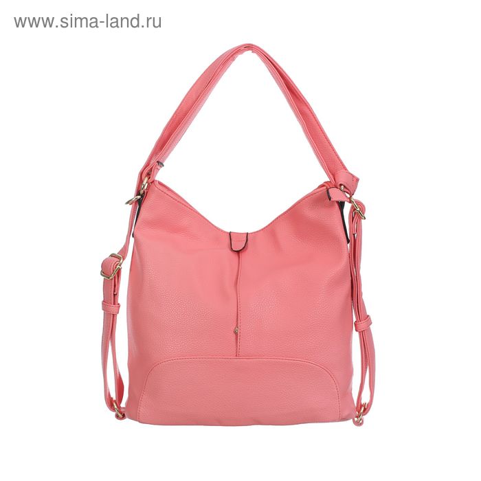 Сумка-рюкзак на молнии, 1 отдел, 2 наружных кармана, розовая - Фото 1