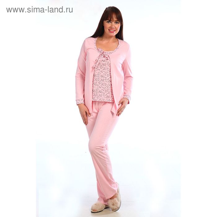 Комплект женский (кардиган, майка, брюки) 243ХГ1643 розовый, р-р 44 (88) - Фото 1
