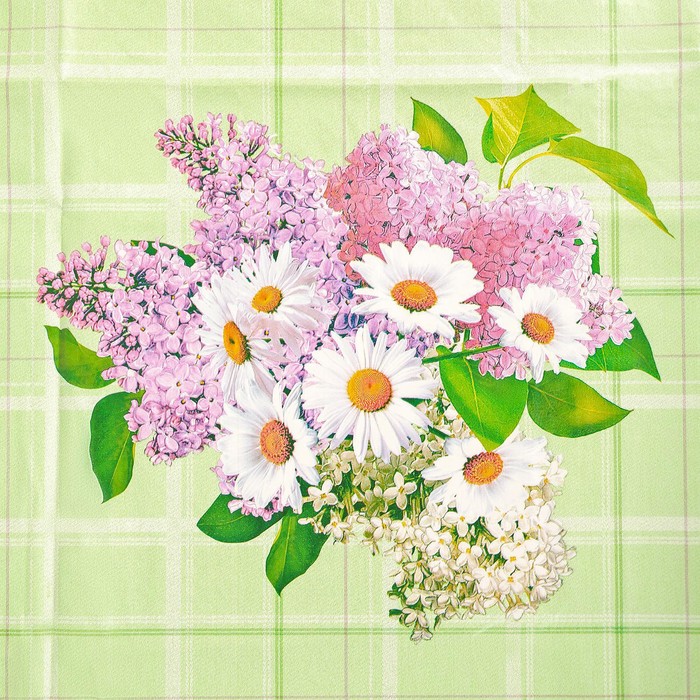 Скатерть на нетканой основе многоразовая с бейкой «Цветы», 130×160 (+/-6) см, цвет микс - фото 1906813896