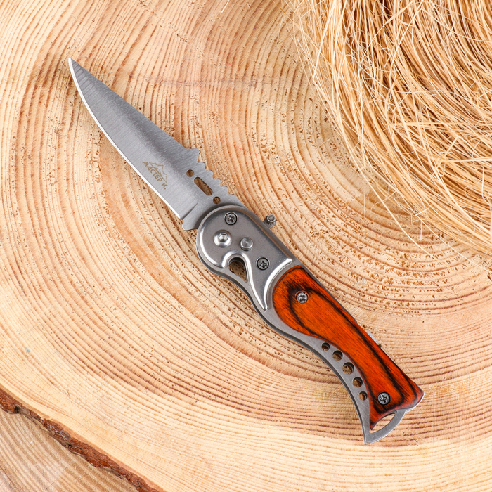 Нож складной "Пескарь" 16,4см, клинок 72мм/1,5мм, с фонариком - фото 1908215239