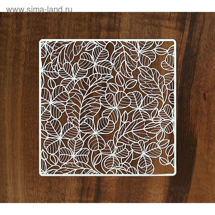 Фоновый чипборд картон "Листики" толщ. 0,9-1,15 мм 15х15 см - Фото 1