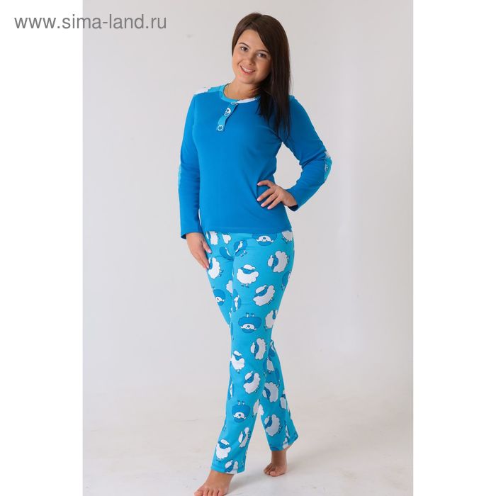 Комплект женский (фуфайка, брюки) Душка-1 синий, р-р 48 - Фото 1
