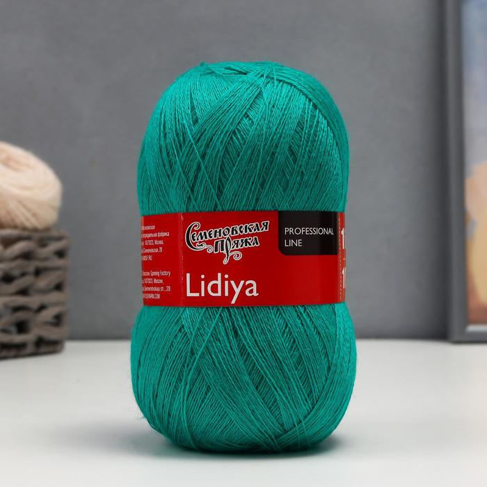 Пряжа Lidiya (ЛидияПШ) 50% шерсть, 50% акрил 1613м/100гр (920 зел.бирюза) - Фото 1