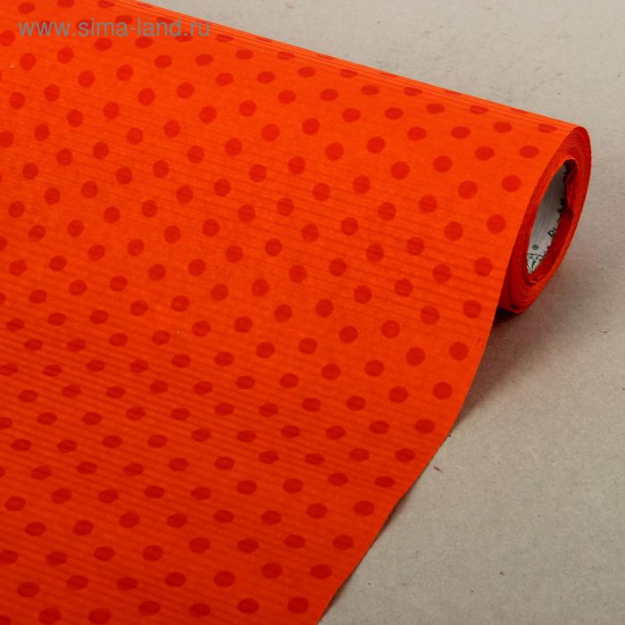 Бумага упаковочная крафт "Горошки", оранжевый, 0.5 х 10 м - Фото 1