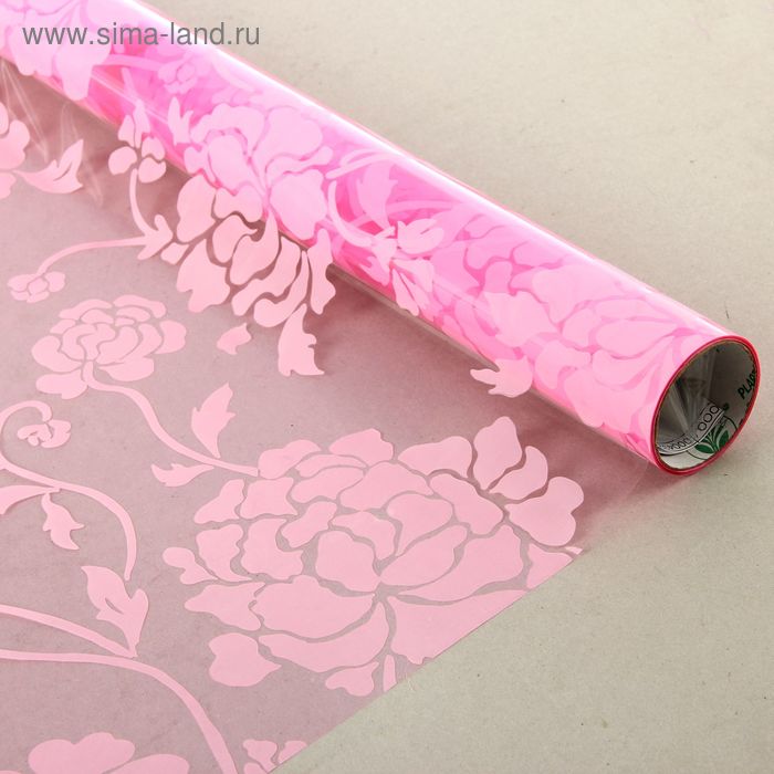 Плёнка для цветов и подарков "Пионы", розовая, 0,5 х 9 м, 30 мкм - Фото 1