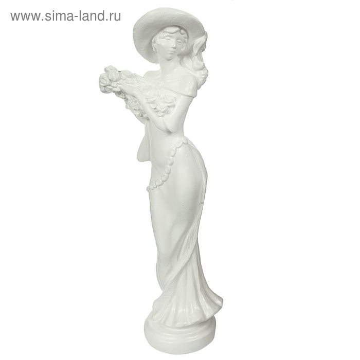 Фигура "Девушка в шляпе" малая, белая 8х12х38см - Фото 1