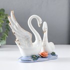 Сувенир керамика "Два лебедя в заводи с лотосом" 13 см - Фото 3