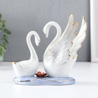 Сувенир керамика "Два лебедя в заводи с лотосом" 13 см - Фото 4