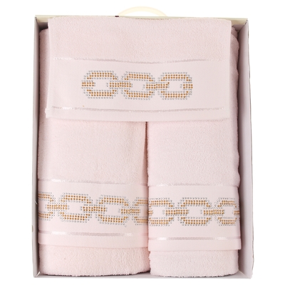 Набор полотенец Золотой Орфей 30*50 см, 50*90 см, 70*130 см розовый