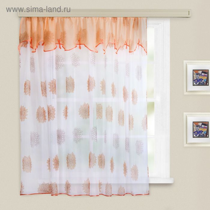 Кухонная штора "Юна",  285х160 см +/- 5 см, цвет персиковый, принт микс - Фото 1