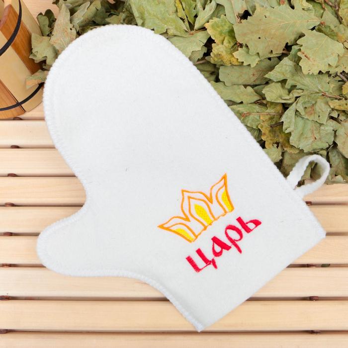 Рукавица для бани «Царь», полиэфир 70%, шерсть 30%, «Добропаровъ» - Фото 1