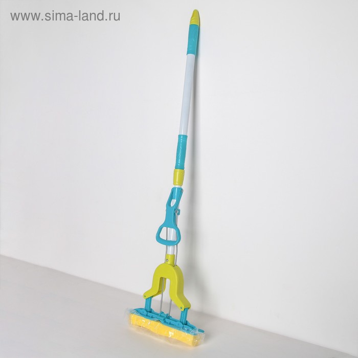 Швабра для мытья пола со складным отжимом Доляна, насадка ПВА 27×6 см, телескопическая ручка 102-120 см, цвет МИКС - Фото 1