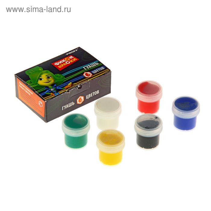 Гуашь 6 цветов по 16 мл "Фиксики" - Фото 1