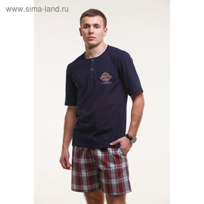 Комплект мужской (футболка+шорты), цвет тёмно-синий, размер 54 (арт. М-749/1-26) - Фото 1