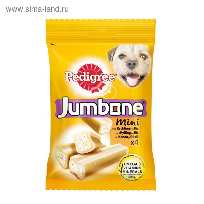 Лакомство Pedigree Jumbone для собак, курица, рис, 180 г - Фото 1