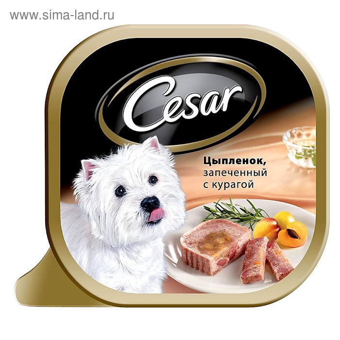 Влажный корм Cesar для собак, цыпленок запеченный с курагой 100 г - Фото 1