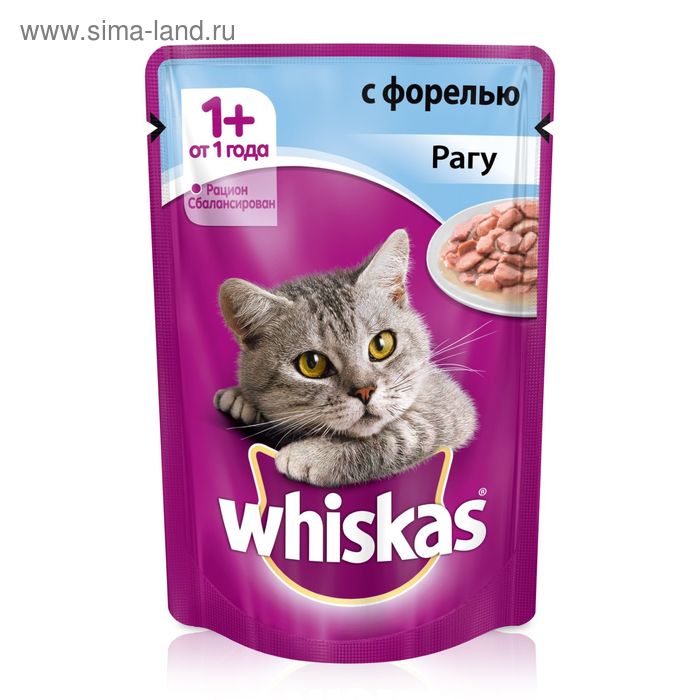 Влажный корм Whiskas для кошек, рагу с форелью, пауч, 85 г - Фото 1