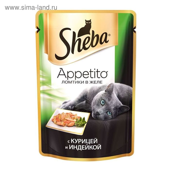 Влажный корм Sheba Pleasure для кошек, курица/индейка в желе, пауч, 85 г - Фото 1