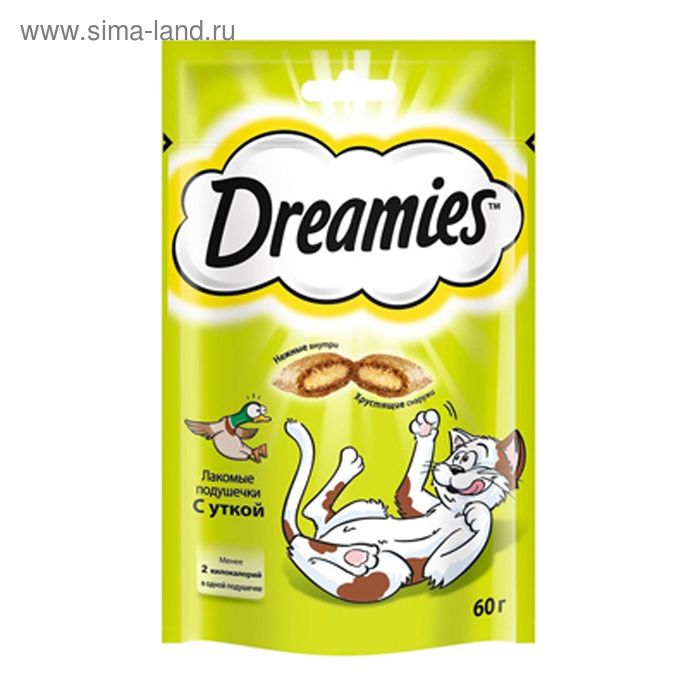 Лакомство Dreamies для кошек, утка, 60 г - Фото 1