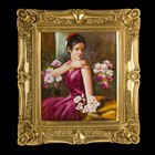 Картина "Девушка в цветах" в резном багете (полистоун) 79х87х8 см - Фото 1