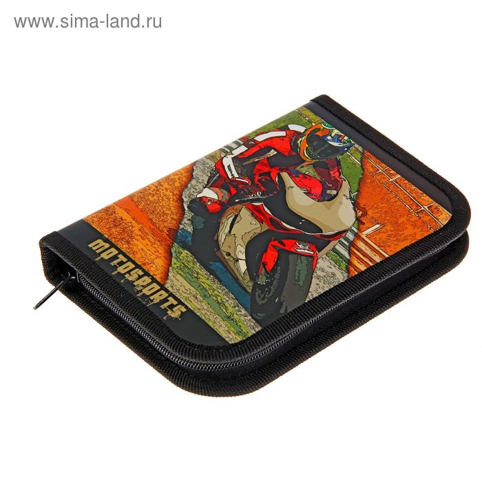 Пенал 1 секция 130*190 ламинированный картон, ПК4-9 выборочный лак, "Мотоспорт красный" - Фото 1