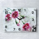 Часы-картина настенные, серия: Цветы, "Фиолетовые гвоздики", плавный ход, 25 х 35 см - фото 4088560