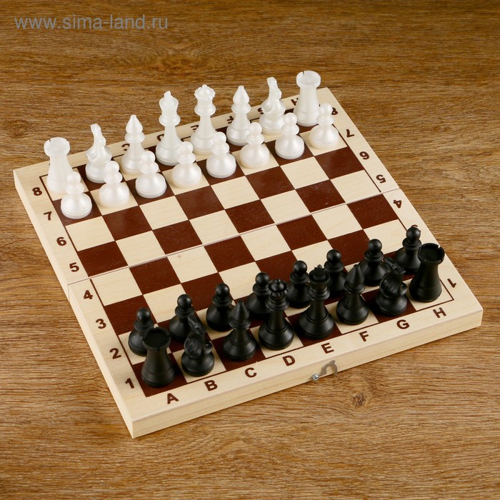 Шахматы (доска дерево 29х29 см, фигуры пластик, король h=7 см) - Фото 1