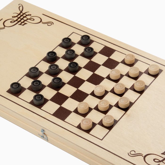 Нарды "Вьюн" деревянная доска 50 х 50 см, с полем для игры в шашки - фото 1908271345