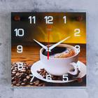 Часы-картина настенные, серия: Кухня, "Кофе", плавный ход, 25 х 25 см - фото 2846027