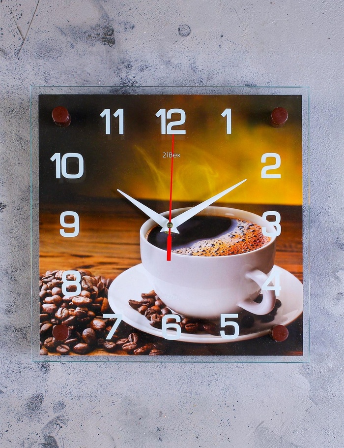 Часы настенные интерьерные «Кофе», серия: Кухня, бесшумные, 25×25 см - Фото 1