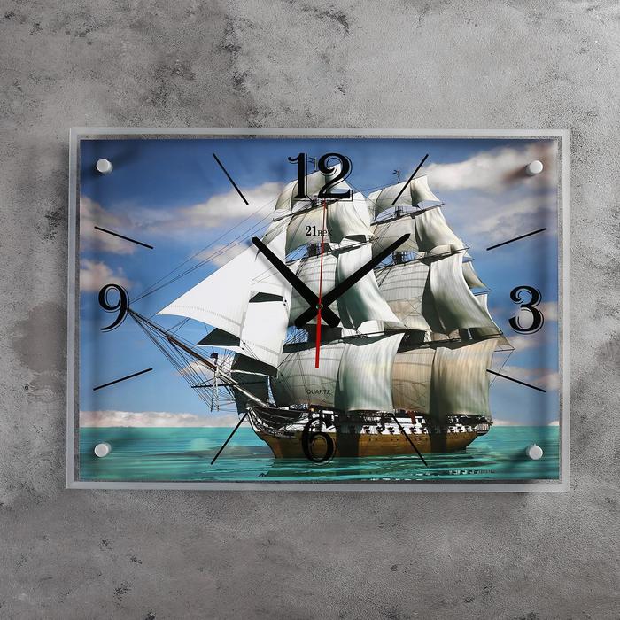 Часы-картина настенные, серия: Море, "Парусник", 40х56 см
