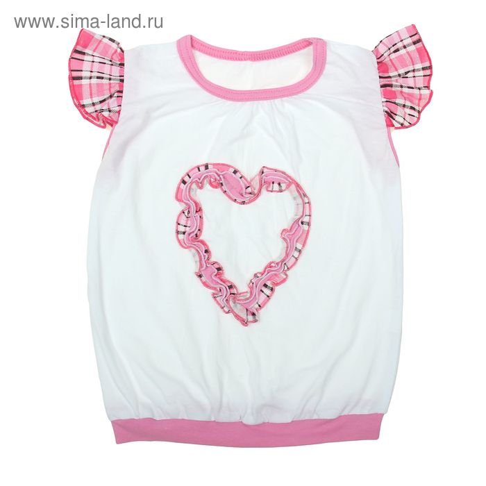 Блуза для девочки, рост 116 см, цвет белый/розовый (арт. К-056) - Фото 1