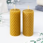 Набор свечей из вощины медовых с добавлением эфирного масла "Лаванда" 8 см, 2 шт - фото 9503392