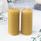 Набор свечей из вощины медовая с добавлением эфирного масла "Мята" 8 см, 2 шт - фото 9348045