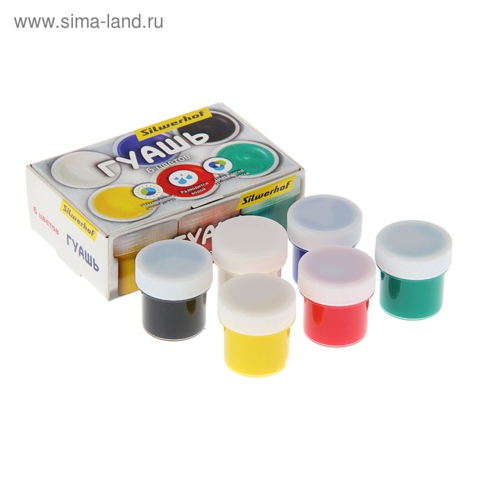 Гуашь 6 цветов по 10 мл Silwerhof "Народная коллекция" - Фото 1