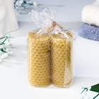 Набор свечей из вощины медовых с добавлением эфирного масла "Эвкалипт" 8 см, 2 шт - Фото 3