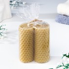 Набор свечей из вощины медовых с добавлением эфирного масла "Корица" 8 см, 2 шт - фото 9465014