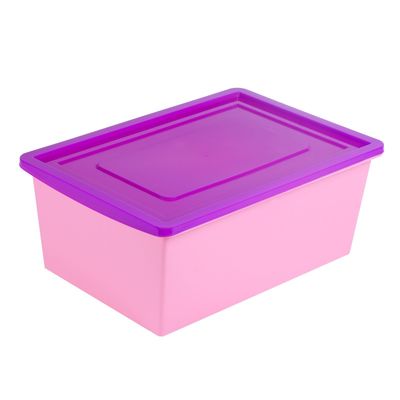 Ящик универсальный для хранения с крышкой, обьем 30 л. цв.сиренево-розовый