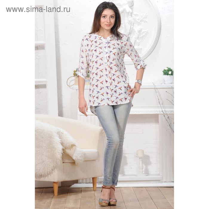 Блуза женская 4823 цвет белый, р-р 46, рост 164 см - Фото 1