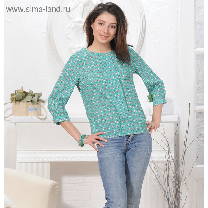 Блуза женская 4836 цвет зеленый, р-р 44, рост 164 см - Фото 1