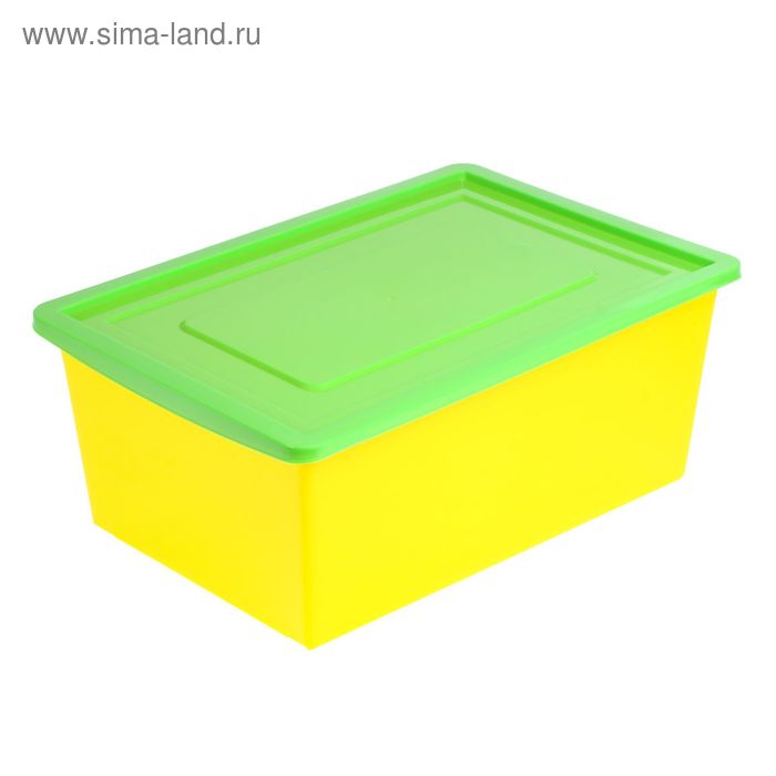 Ящик универсальный для хранения с крышкой, объем 30л. цвет:салатово-желтый - Фото 1