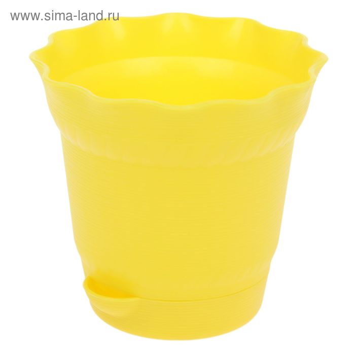 Горшок для цветов с поддоном Aquarelle, 1 л, d=14 см, цвет жёлтый - Фото 1